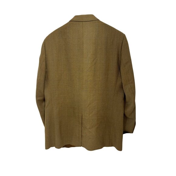 Cordings of Piccadilly Men Window Pane Wool Blazer Jacket 46R Tan Plaid Old Mone - Picture 2 of 16